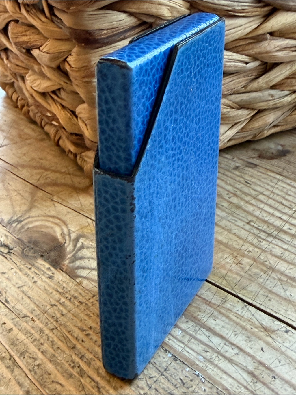 Vintage Blue Leather Card Case